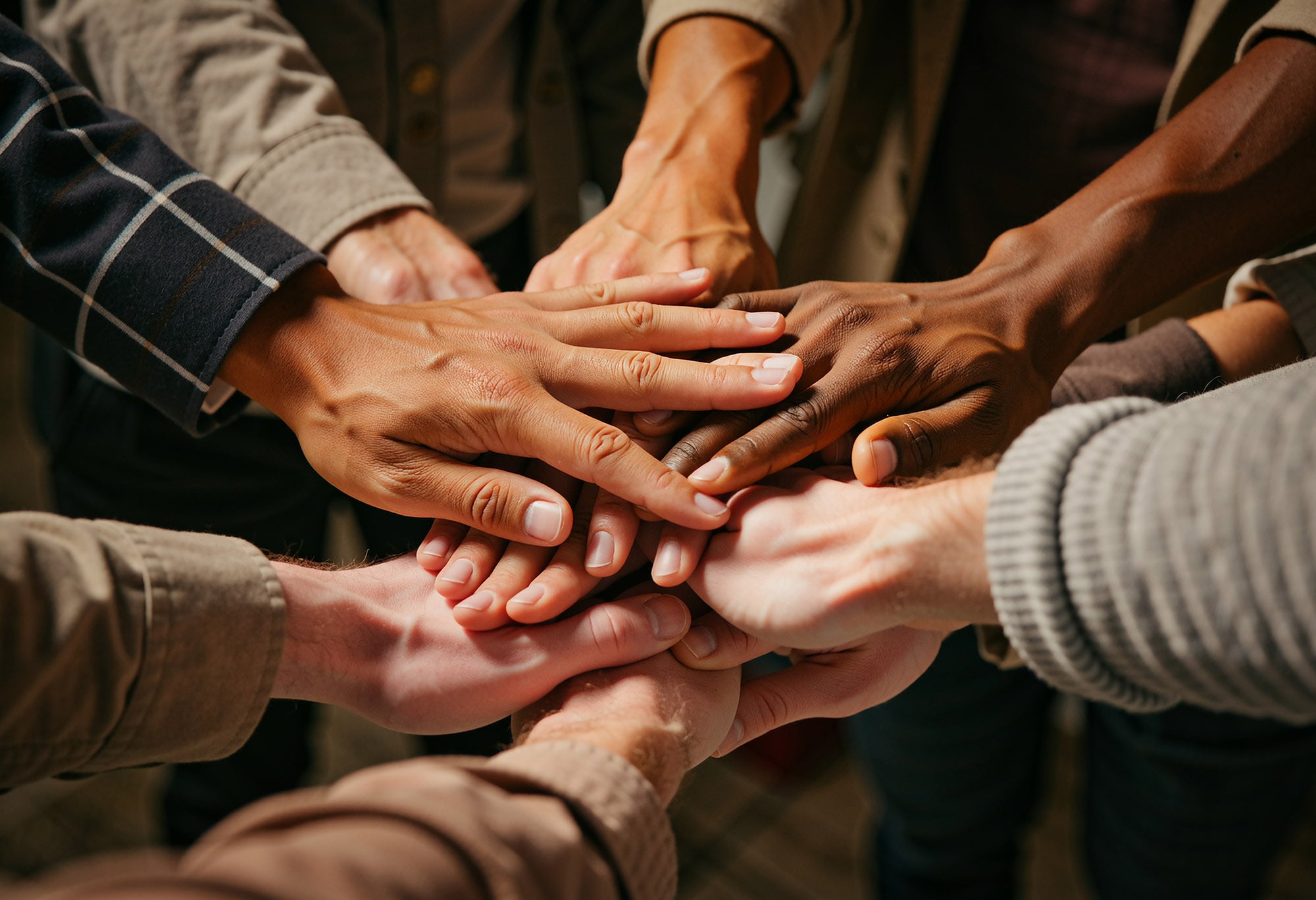 Vielseitige Hände in enger Verbindung